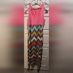 Women's Dress Pink Panel With Chevron Maxi Skirt